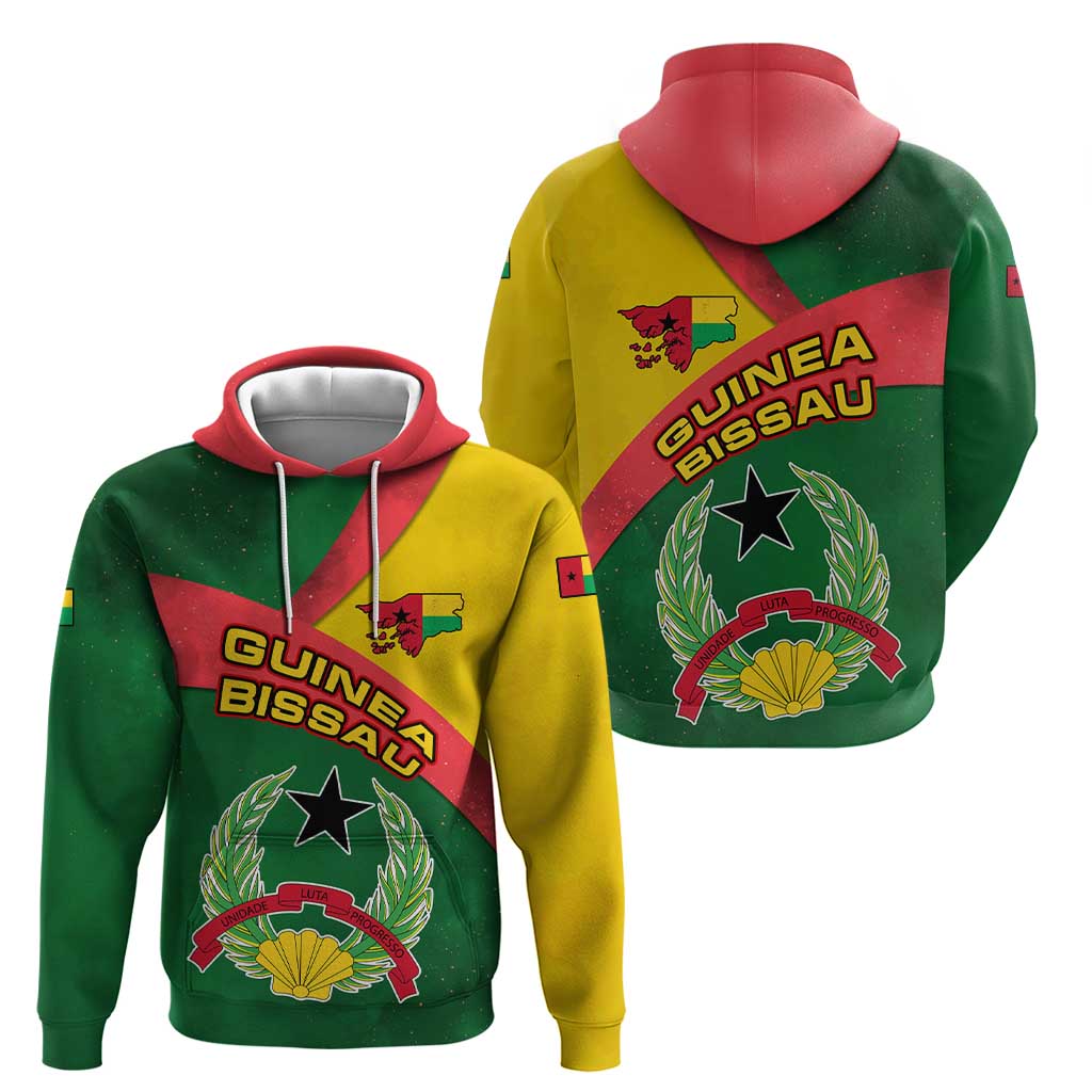 Guinea Bissau Zip Hoodie with Green Yellow Red Swirl Design - Wonder Print Shop