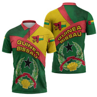 Guinea Bissau Zipper Polo Shirt with Green Yellow Red Swirl Design - Wonder Print Shop