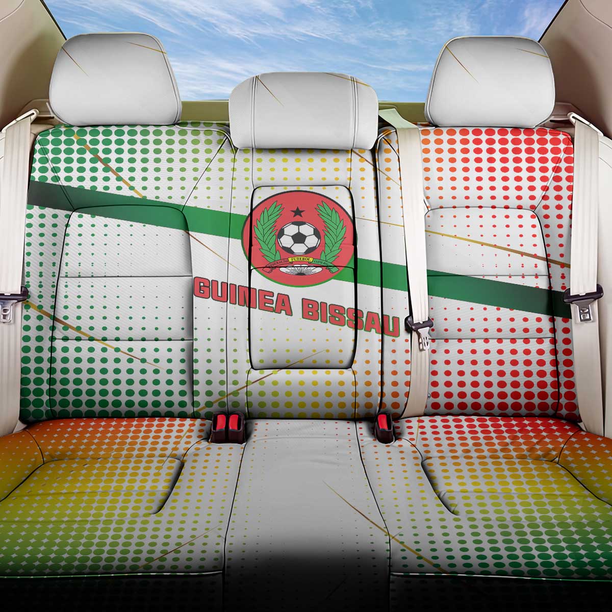 Guinea Bissau Back Car Seat Cover with White Green Red Gradient Design - Wonder Print Shop