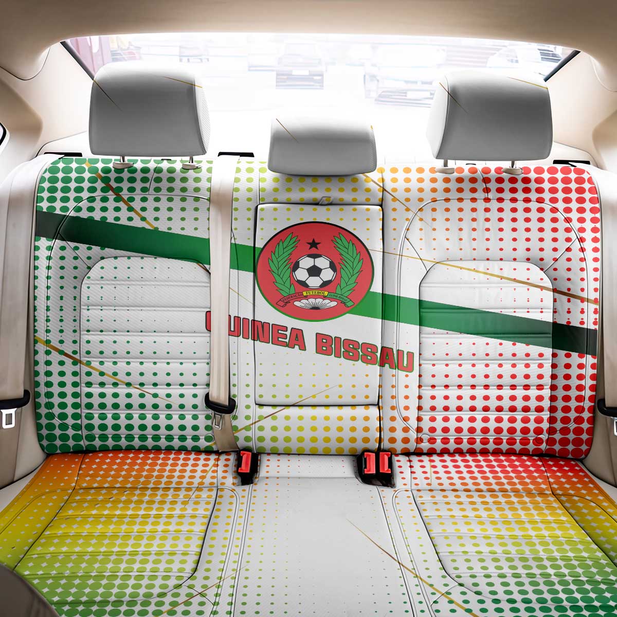 Guinea Bissau Back Car Seat Cover with White Green Red Gradient Design - Wonder Print Shop
