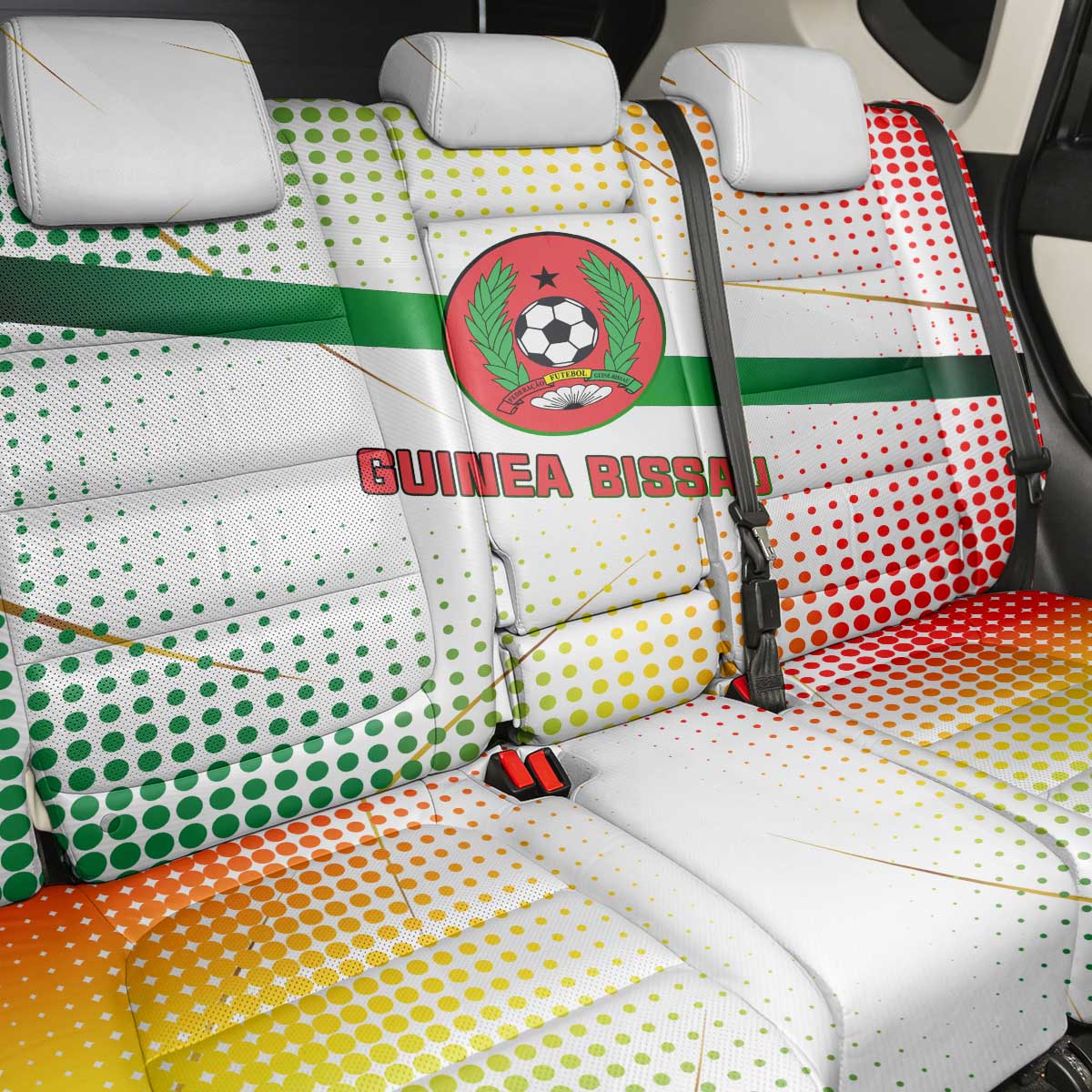 Guinea Bissau Back Car Seat Cover with White Green Red Gradient Design - Wonder Print Shop