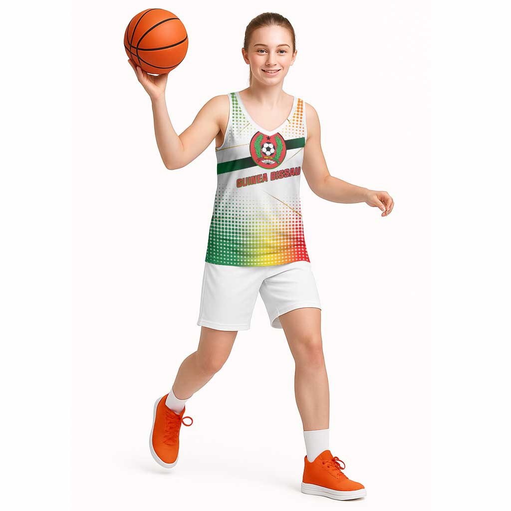 Guinea Bissau Basketball Jersey with White Green Red Gradient Design - Wonder Print Shop
