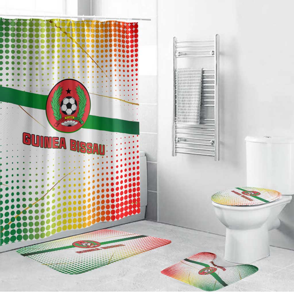 Guinea Bissau Bathroom Set with White Green Red Gradient Design - Wonder Print Shop