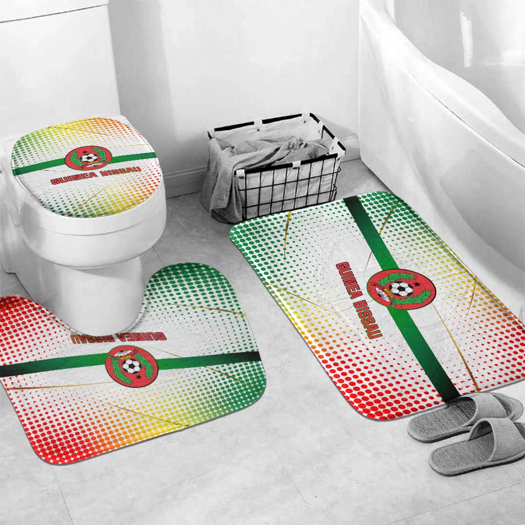 Guinea Bissau Bathroom Set with White Green Red Gradient Design - Wonder Print Shop