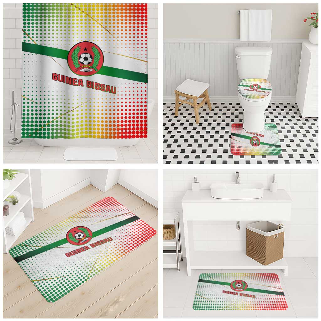 Guinea Bissau Bathroom Set with White Green Red Gradient Design - Wonder Print Shop