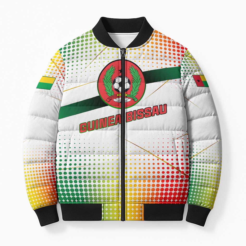 Guinea Bissau Bomber Puffer Jacket with White Green Red Gradient Design - Wonder Print Shop