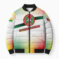 Guinea Bissau Bomber Puffer Jacket with White Green Red Gradient Design - Wonder Print Shop