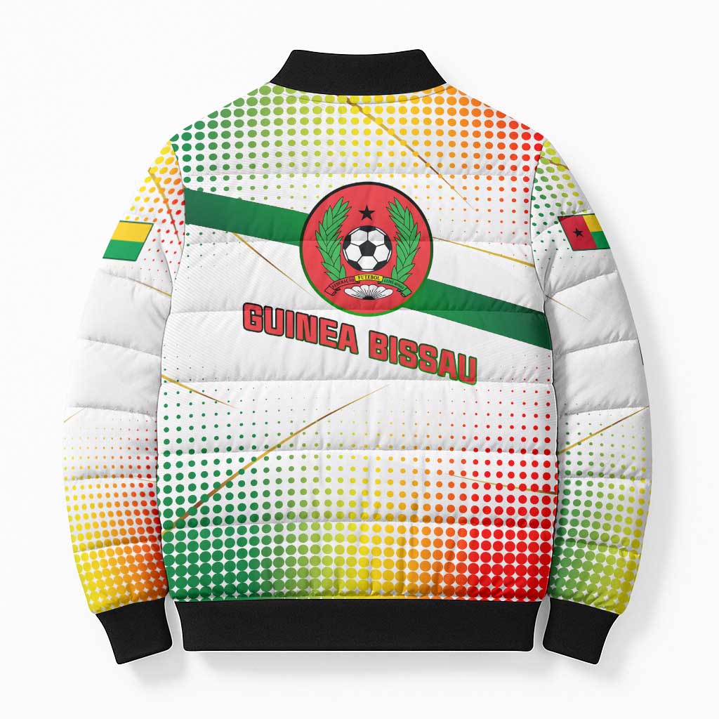 Guinea Bissau Bomber Puffer Jacket with White Green Red Gradient Design - Wonder Print Shop