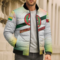 Guinea Bissau Bomber Puffer Jacket with White Green Red Gradient Design - Wonder Print Shop