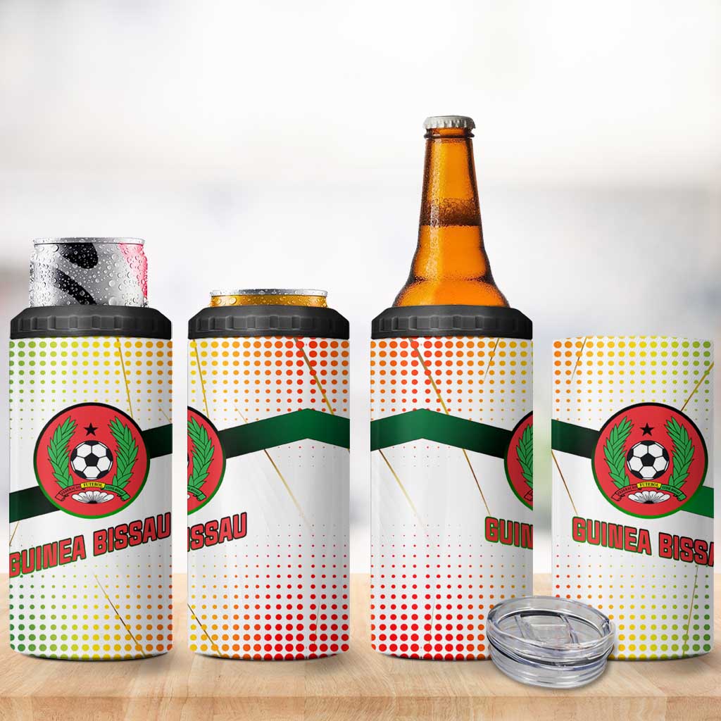 Guinea Bissau 4 in 1 Can Cooler Tumbler with White Green Red Gradient Design - Wonder Print Shop