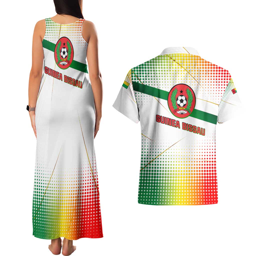 Guinea Bissau Couples Matching Tank Maxi Dress and Hawaiian Shirt with White Green Red Gradient Design - Wonder Print Shop
