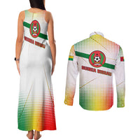 Guinea Bissau Couples Matching Tank Maxi Dress and Long Sleeve Button Shirt with White Green Red Gradient Design - Wonder Print Shop
