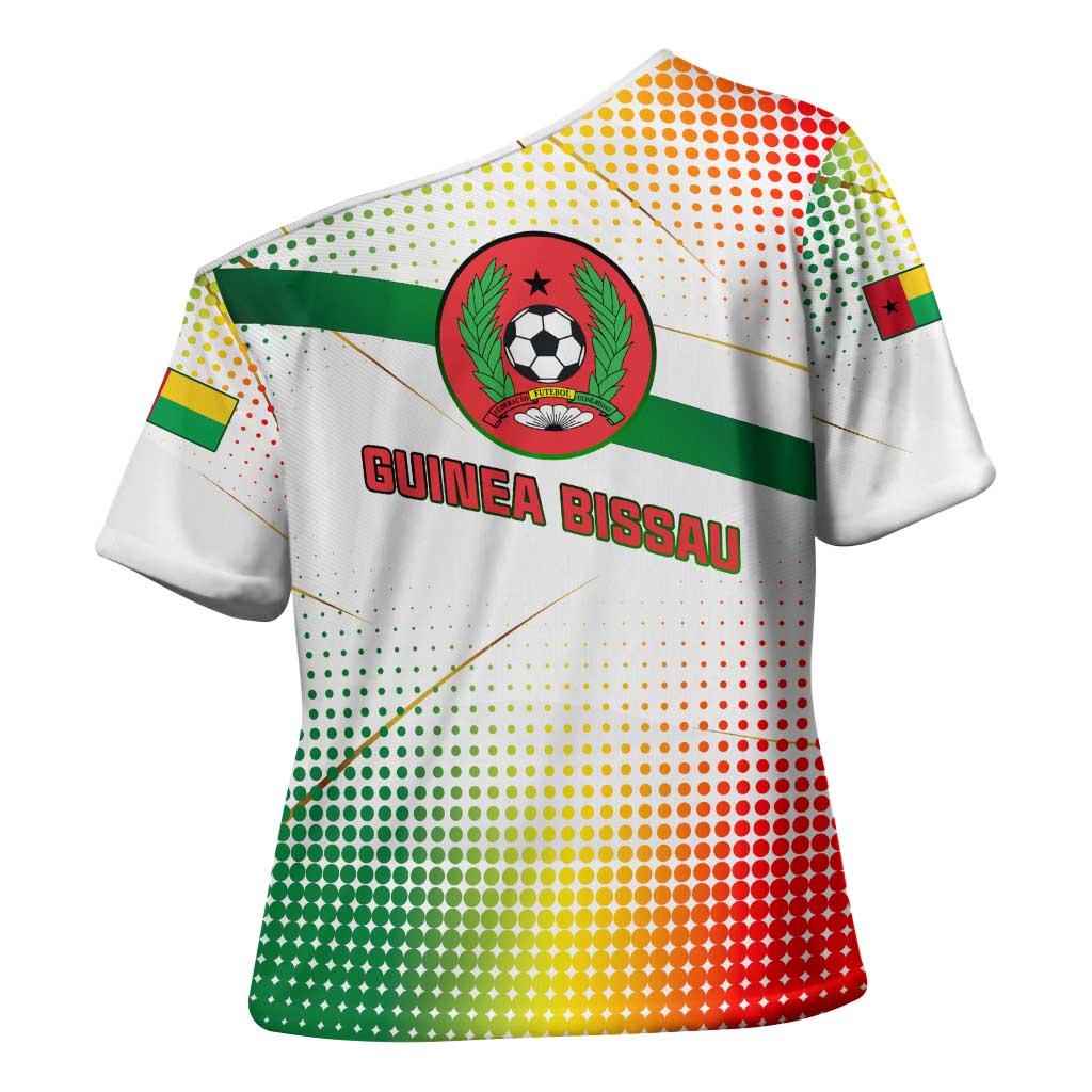 Guinea Bissau Cross Shoulder Shirt with White Green Red Gradient Design - Wonder Print Shop