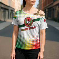 Guinea Bissau Cross Shoulder Shirt with White Green Red Gradient Design - Wonder Print Shop