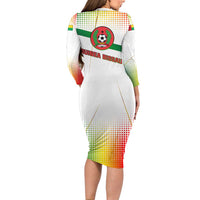 Guinea Bissau Family Matching Long Sleeve Bodycon Dress and Hawaiian Shirt with White Green Red Gradient Design - Wonder Print Shop