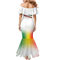 Guinea Bissau Family Matching Mermaid Dress and Hawaiian Shirt with White Green Red Gradient Design - Wonder Print Shop