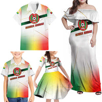 Guinea Bissau Family Matching Off Shoulder Maxi Dress and Hawaiian Shirt with White Green Red Gradient Design - Wonder Print Shop