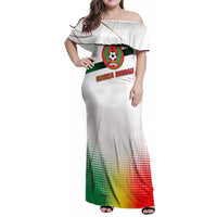Guinea Bissau Family Matching Off Shoulder Maxi Dress and Hawaiian Shirt with White Green Red Gradient Design - Wonder Print Shop