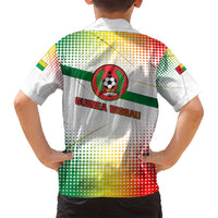 Guinea Bissau Family Matching Off Shoulder Short Dress and Hawaiian Shirt with White Green Red Gradient Design - Wonder Print Shop