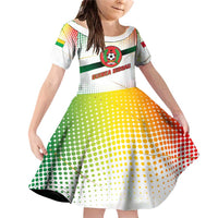 Guinea Bissau Family Matching Off Shoulder Short Dress and Hawaiian Shirt with White Green Red Gradient Design - Wonder Print Shop