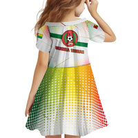 Guinea Bissau Family Matching Off Shoulder Short Dress and Hawaiian Shirt with White Green Red Gradient Design - Wonder Print Shop