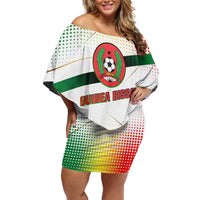 Guinea Bissau Family Matching Off Shoulder Short Dress and Hawaiian Shirt with White Green Red Gradient Design - Wonder Print Shop