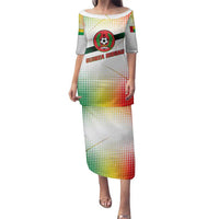 Guinea Bissau Family Matching Puletasi and Hawaiian Shirt with White Green Red Gradient Design - Wonder Print Shop