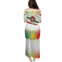 Guinea Bissau Family Matching Puletasi and Hawaiian Shirt with White Green Red Gradient Design - Wonder Print Shop