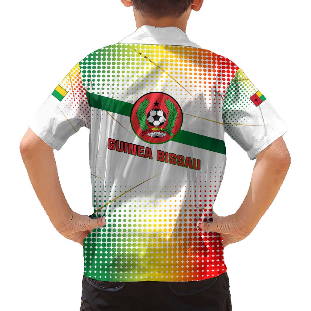 Guinea Bissau Family Matching Short Sleeve Bodycon Dress and Hawaiian Shirt with White Green Red Gradient Design - Wonder Print Shop