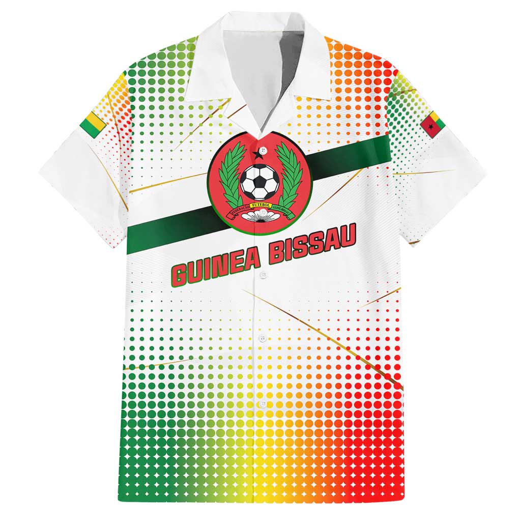 Guinea Bissau Family Matching Short Sleeve Bodycon Dress and Hawaiian Shirt with White Green Red Gradient Design - Wonder Print Shop