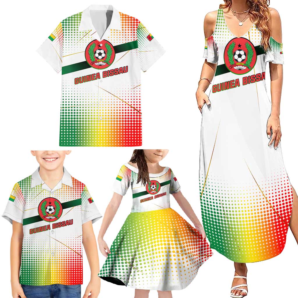 Guinea Bissau Family Matching Summer Maxi Dress and Hawaiian Shirt with White Green Red Gradient Design - Wonder Print Shop