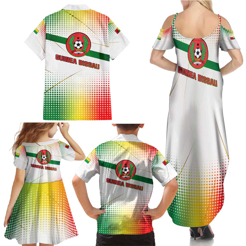 Guinea Bissau Family Matching Summer Maxi Dress and Hawaiian Shirt with White Green Red Gradient Design - Wonder Print Shop
