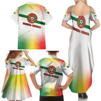 Guinea Bissau Family Matching Summer Maxi Dress and Hawaiian Shirt with White Green Red Gradient Design - Wonder Print Shop
