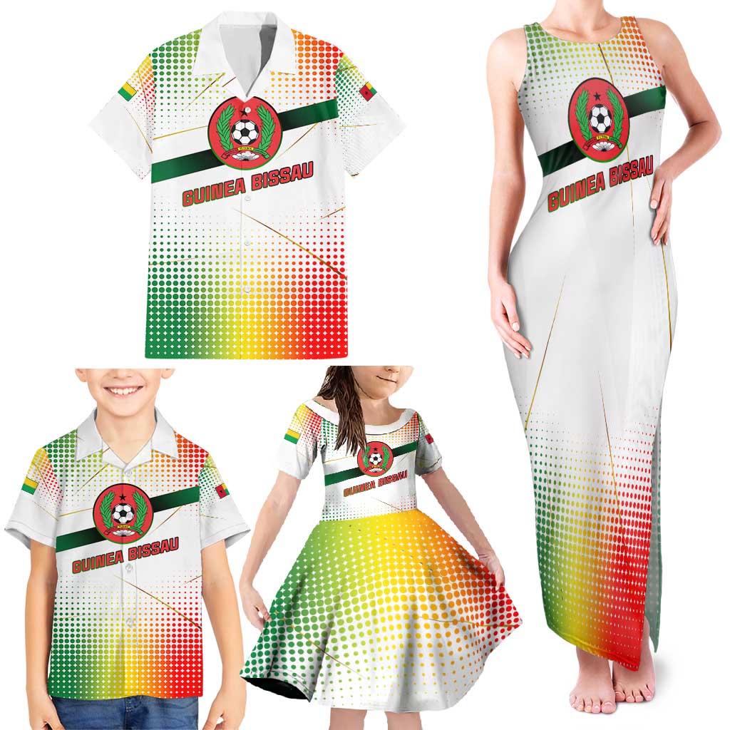 Guinea Bissau Family Matching Tank Maxi Dress and Hawaiian Shirt with White Green Red Gradient Design - Wonder Print Shop