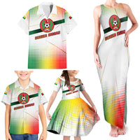 Guinea Bissau Family Matching Tank Maxi Dress and Hawaiian Shirt with White Green Red Gradient Design - Wonder Print Shop