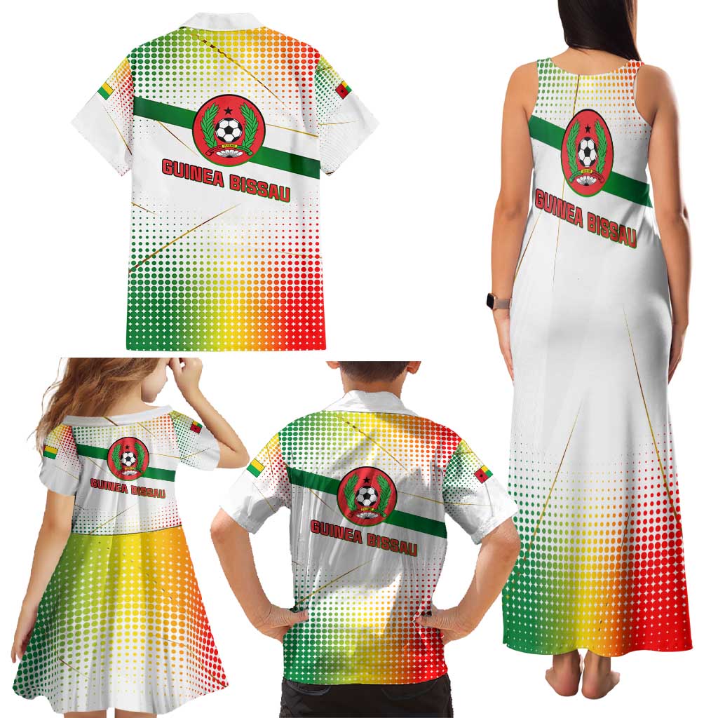 Guinea Bissau Family Matching Tank Maxi Dress and Hawaiian Shirt with White Green Red Gradient Design - Wonder Print Shop