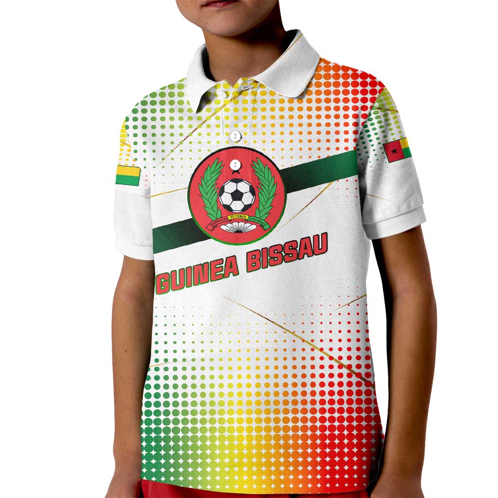 Guinea Bissau Kid Polo Shirt with White Green Red Gradient Design - Wonder Print Shop