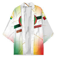 Guinea Bissau Kimono with White Green Red Gradient Design - Wonder Print Shop