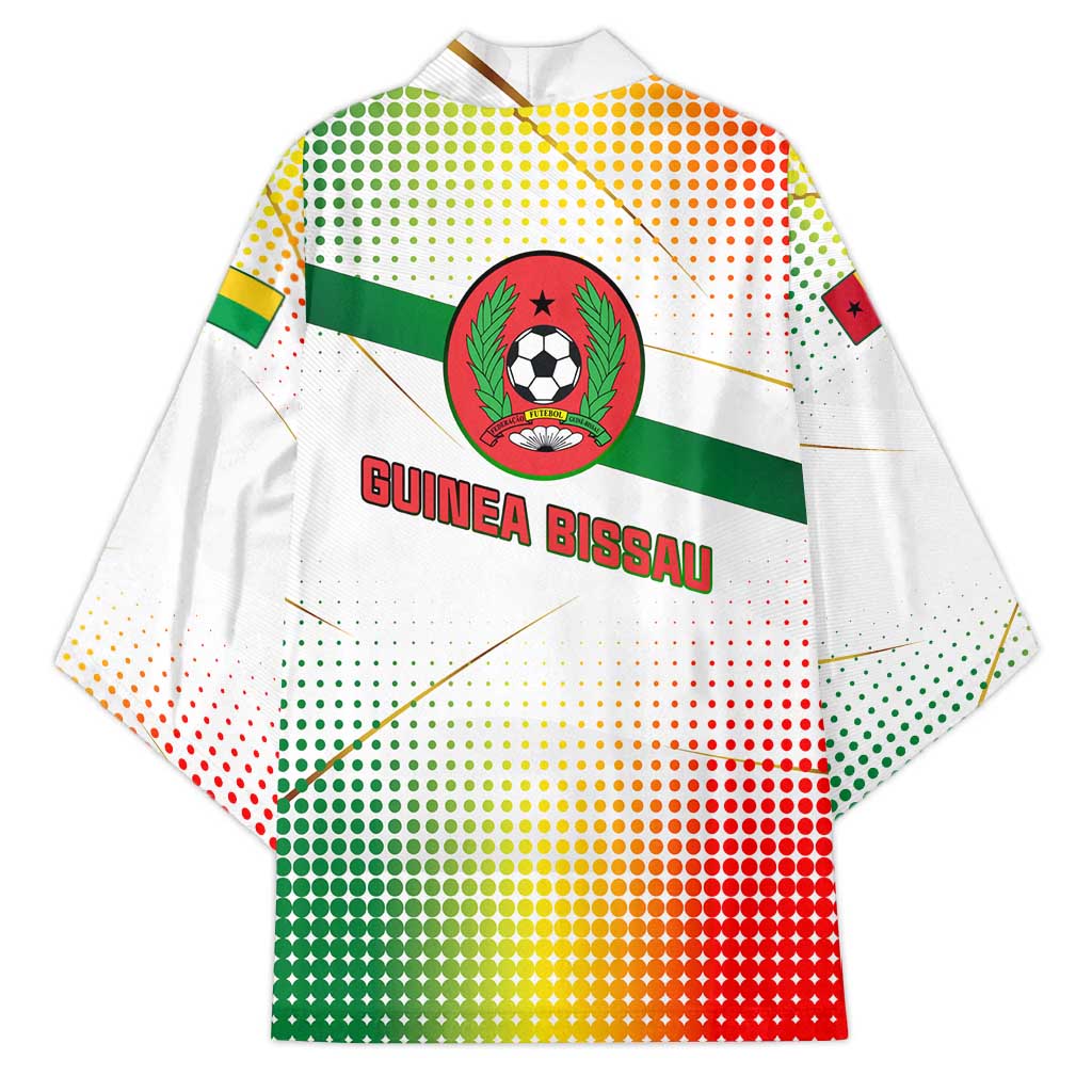 Guinea Bissau Kimono with White Green Red Gradient Design - Wonder Print Shop