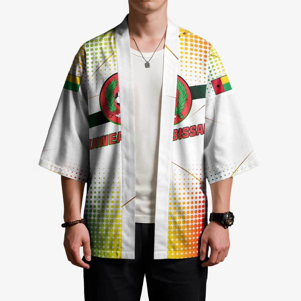 Guinea Bissau Kimono with White Green Red Gradient Design - Wonder Print Shop