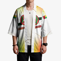 Guinea Bissau Kimono with White Green Red Gradient Design - Wonder Print Shop