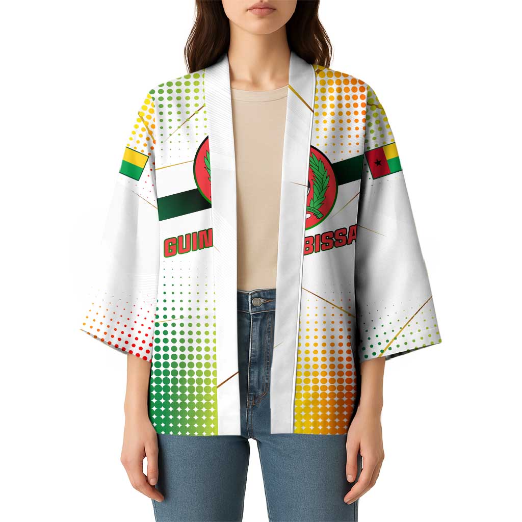Guinea Bissau Kimono with White Green Red Gradient Design - Wonder Print Shop