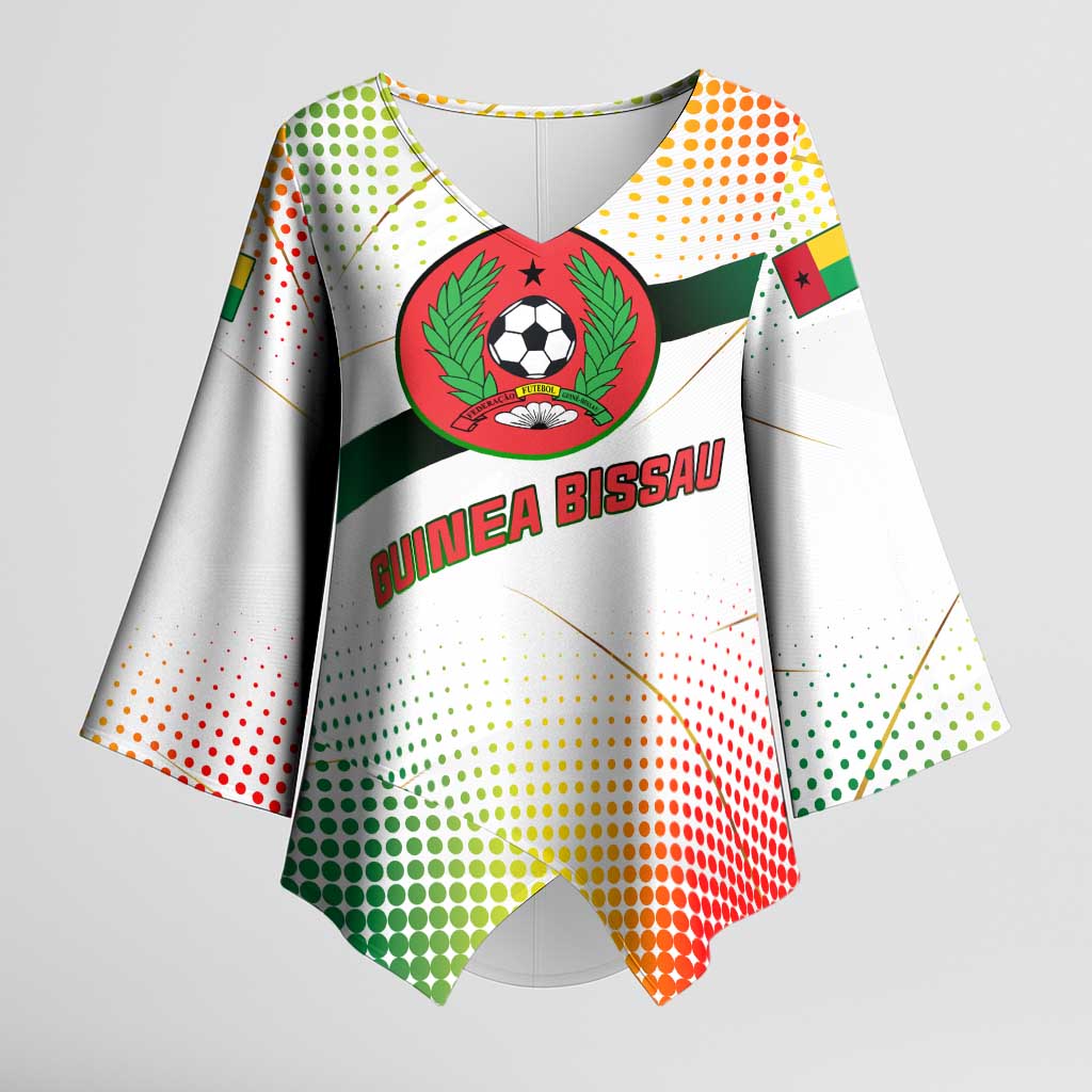 Guinea Bissau Kimono Sleeve Blouse with White Green Red Gradient Design - Wonder Print Shop