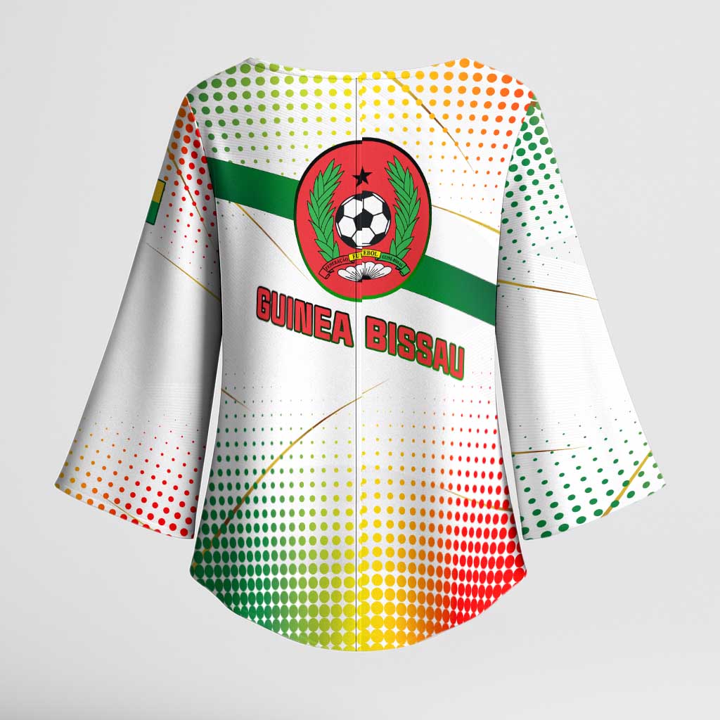 Guinea Bissau Kimono Sleeve Blouse with White Green Red Gradient Design - Wonder Print Shop