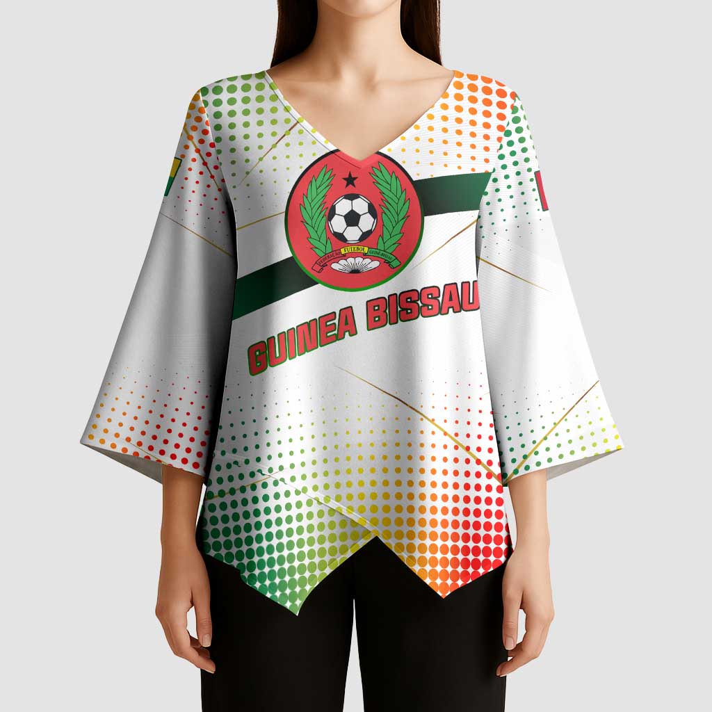 Guinea Bissau Kimono Sleeve Blouse with White Green Red Gradient Design - Wonder Print Shop