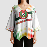Guinea Bissau Kimono Sleeve Blouse with White Green Red Gradient Design - Wonder Print Shop