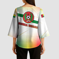 Guinea Bissau Kimono Sleeve Blouse with White Green Red Gradient Design - Wonder Print Shop