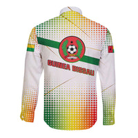 Guinea Bissau Long Sleeve Button Shirt with White Green Red Gradient Design - Wonder Print Shop