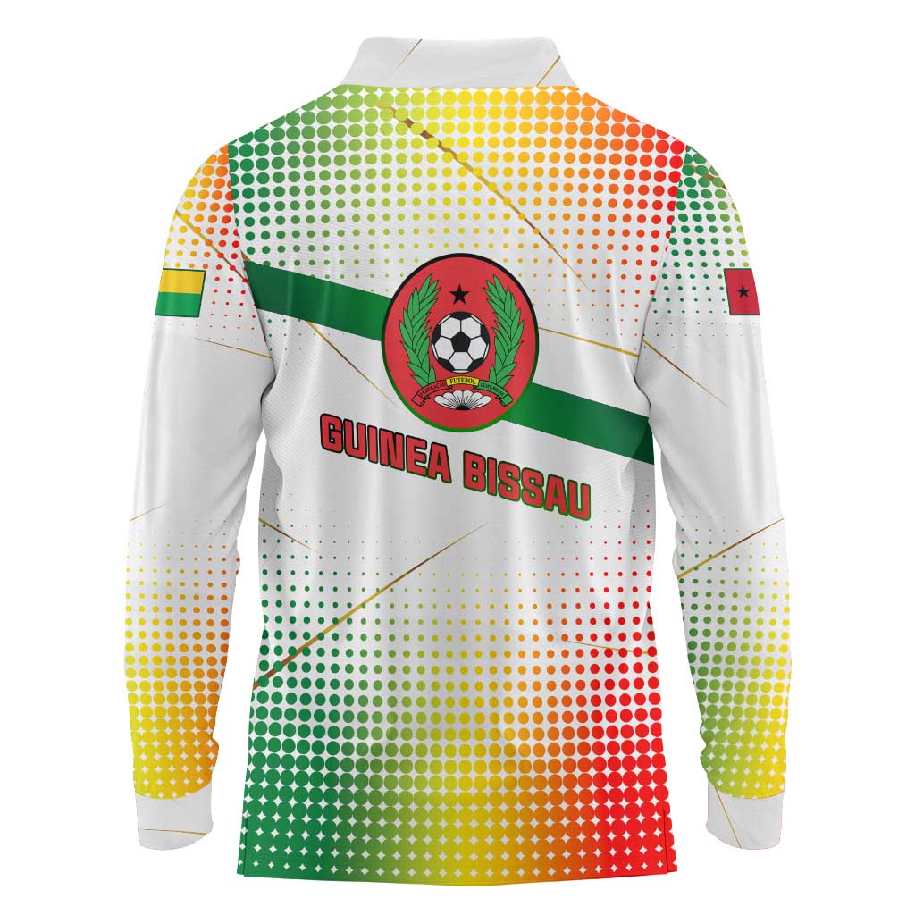 Guinea Bissau Long Sleeve Polo Shirt with White Green Red Gradient Design - Wonder Print Shop