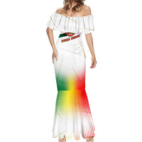 Guinea Bissau Mermaid Dress with White Green Red Gradient Design - Wonder Print Shop